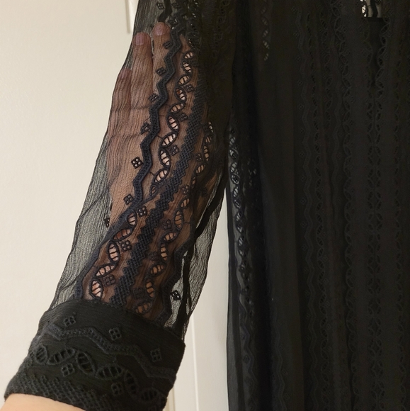 Elizabeth & James Black Embroidered Silk Georgette Mia Maxi Dress - Picture 7 of 11